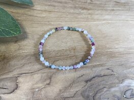 Toermalijn mix kogelarmband 4mm