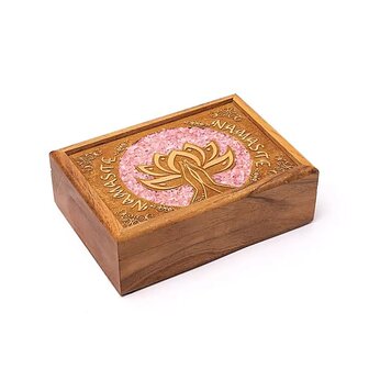 Sieraden doos Namast&eacute; met Rozekwarts