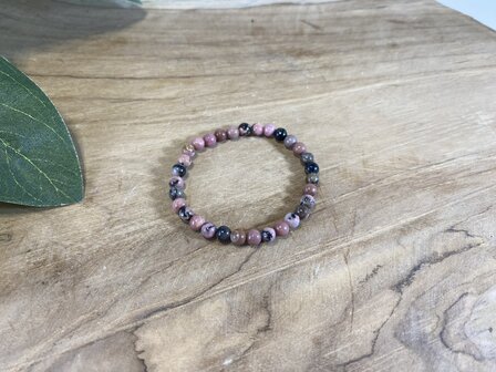 Rhodoniet kogelarmband 4mm voor kinderen