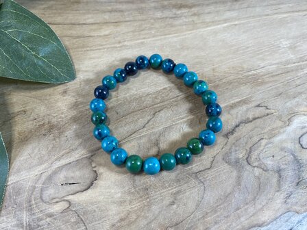 Chrysocolla kogelarmband 8mm 20cm omtrek