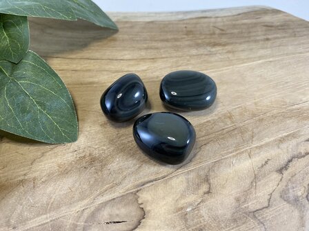 Regenboog Obsidiaan trommelsteen S