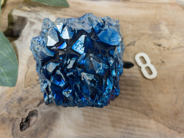 Blauwe Titanium Amethist cluster 8