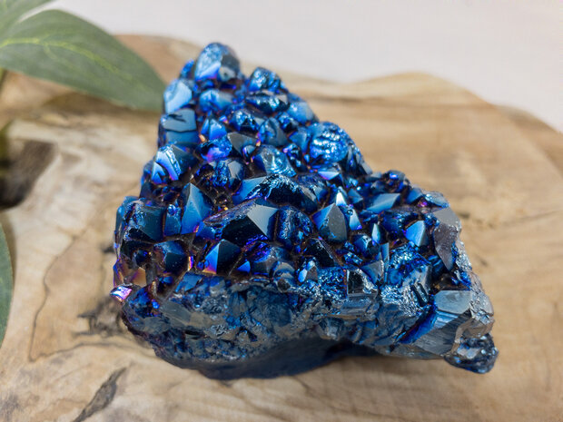 Blauwe Titanium Amethist cluster 9