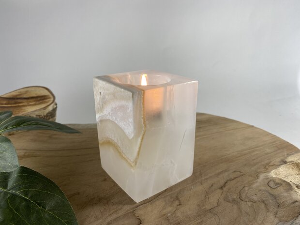 Witte Onyx theelicht