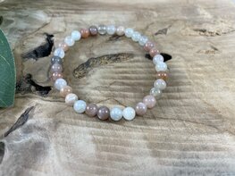 Maansteen mix kogelarmband 6mm